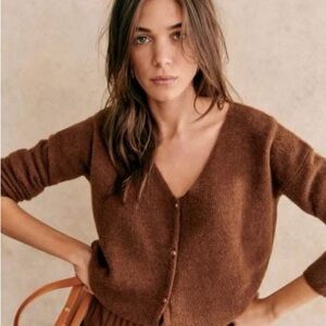 Sezane Brown Cardigan Sweater